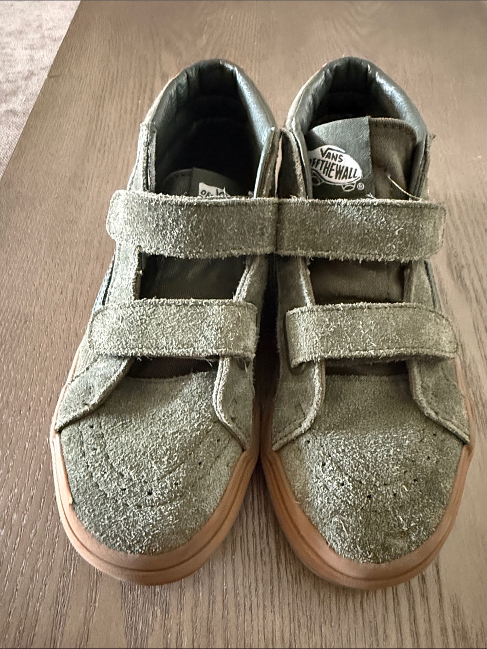 Vans Kids Olive Suede Velcro Sneakers